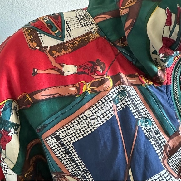 Vintage 80s EVR Golf All Over Windbreaker Silk zip Women's Jacket - Picture 4 of 17